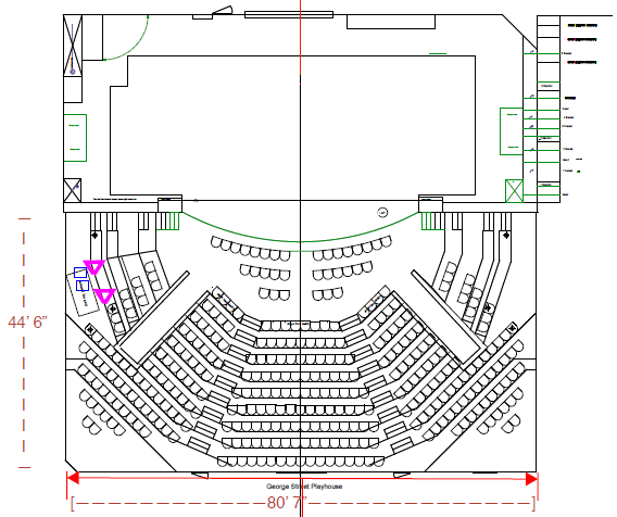 Elevation map showing a triangle for antennas and a square for transmitters